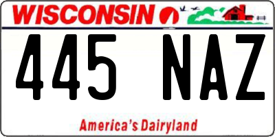 WI license plate 445NAZ