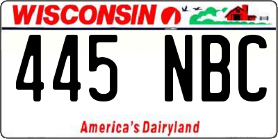 WI license plate 445NBC