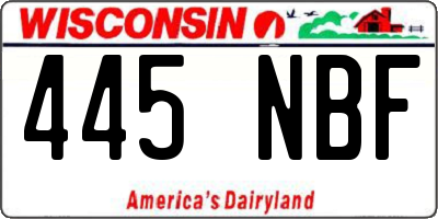 WI license plate 445NBF