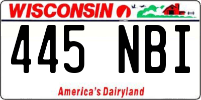WI license plate 445NBI