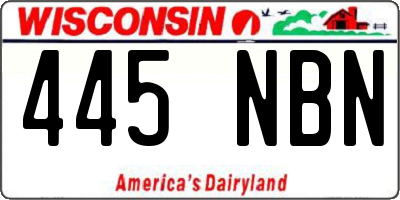 WI license plate 445NBN