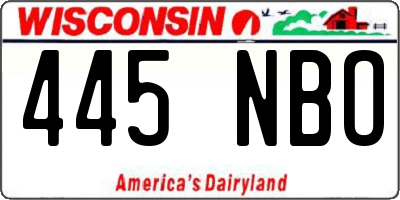 WI license plate 445NBO