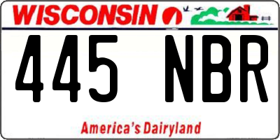 WI license plate 445NBR