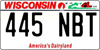 WI license plate 445NBT