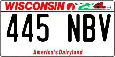 WI license plate 445NBV