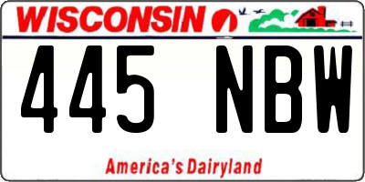WI license plate 445NBW