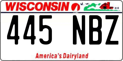 WI license plate 445NBZ