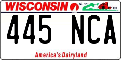WI license plate 445NCA