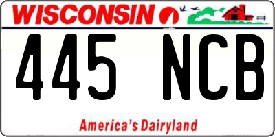 WI license plate 445NCB