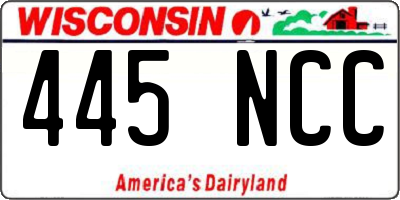 WI license plate 445NCC