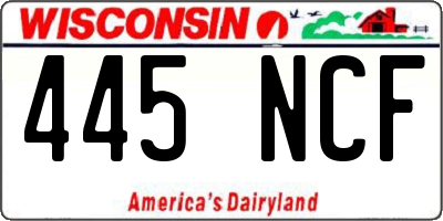 WI license plate 445NCF