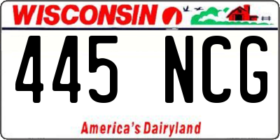 WI license plate 445NCG