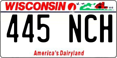 WI license plate 445NCH