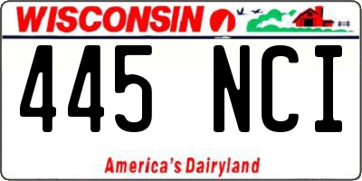 WI license plate 445NCI