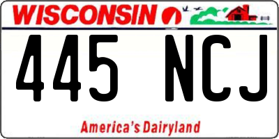 WI license plate 445NCJ