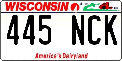 WI license plate 445NCK