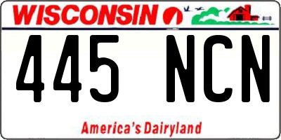 WI license plate 445NCN