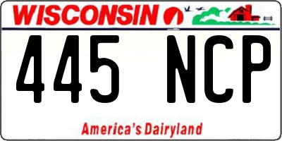 WI license plate 445NCP