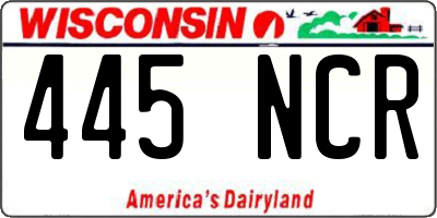 WI license plate 445NCR