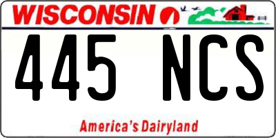 WI license plate 445NCS
