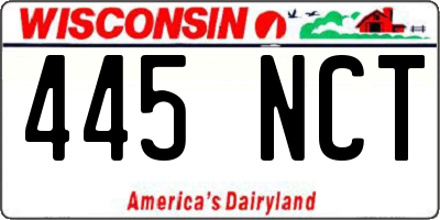 WI license plate 445NCT