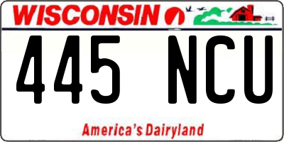 WI license plate 445NCU