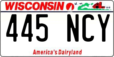 WI license plate 445NCY