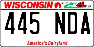 WI license plate 445NDA