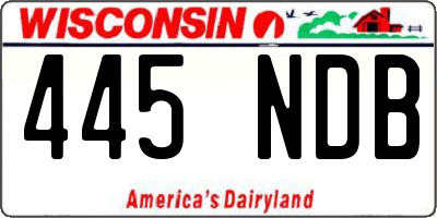 WI license plate 445NDB