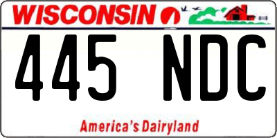 WI license plate 445NDC