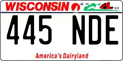 WI license plate 445NDE