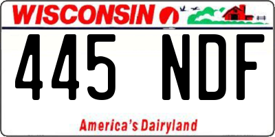 WI license plate 445NDF