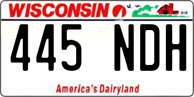 WI license plate 445NDH
