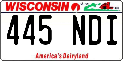 WI license plate 445NDI