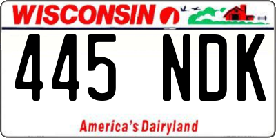 WI license plate 445NDK