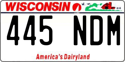 WI license plate 445NDM