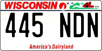 WI license plate 445NDN