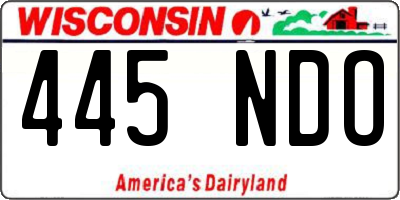 WI license plate 445NDO