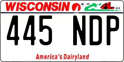 WI license plate 445NDP