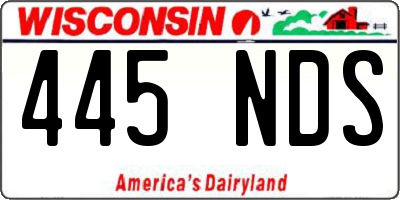 WI license plate 445NDS