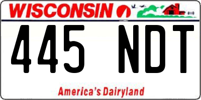 WI license plate 445NDT