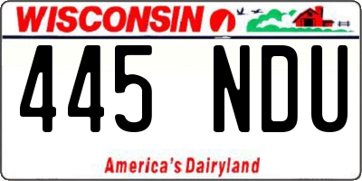 WI license plate 445NDU