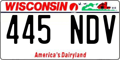 WI license plate 445NDV