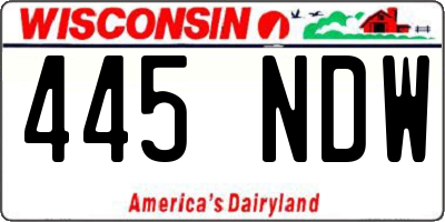 WI license plate 445NDW