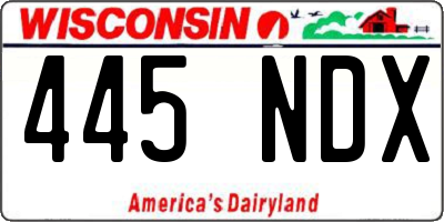 WI license plate 445NDX