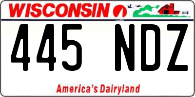 WI license plate 445NDZ