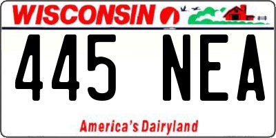 WI license plate 445NEA