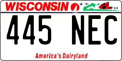 WI license plate 445NEC