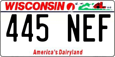 WI license plate 445NEF