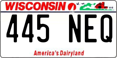 WI license plate 445NEQ